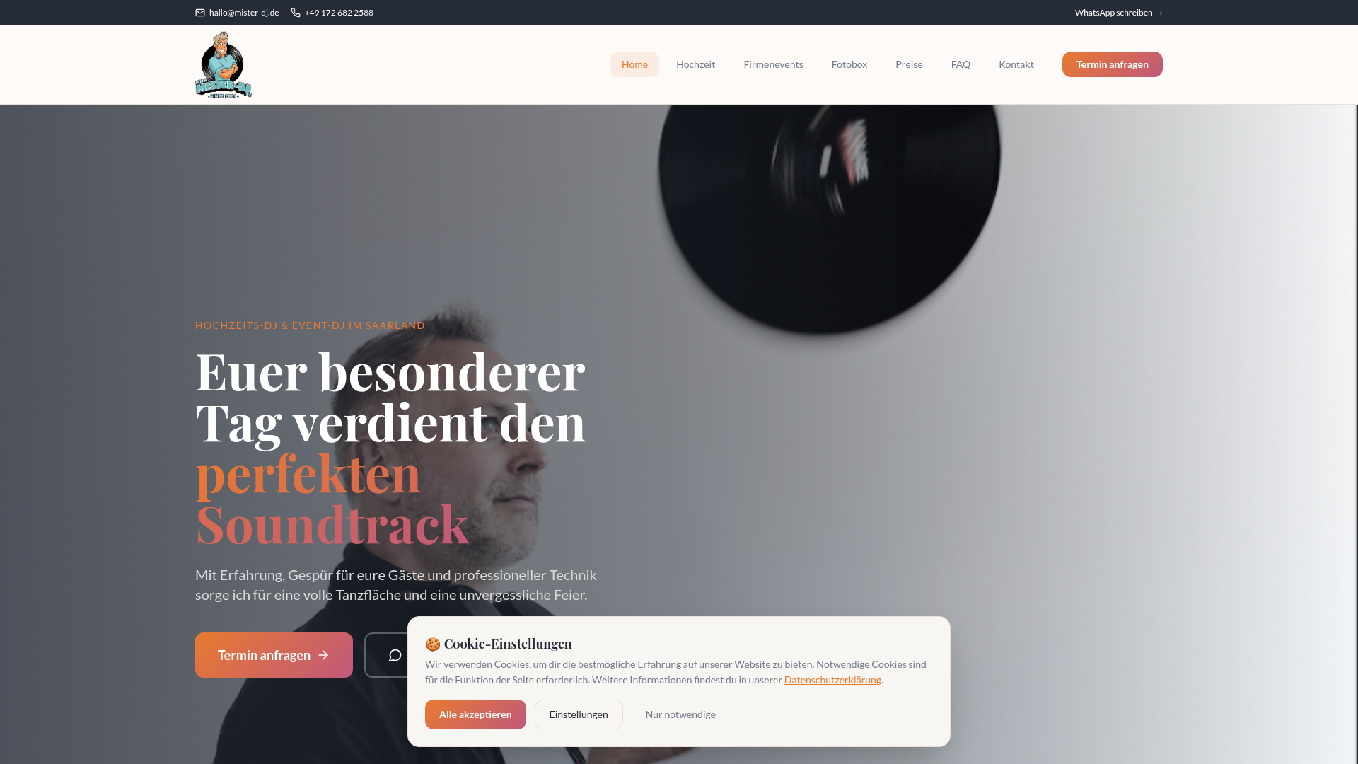 Live-Vorschau der Website mister-dj.de